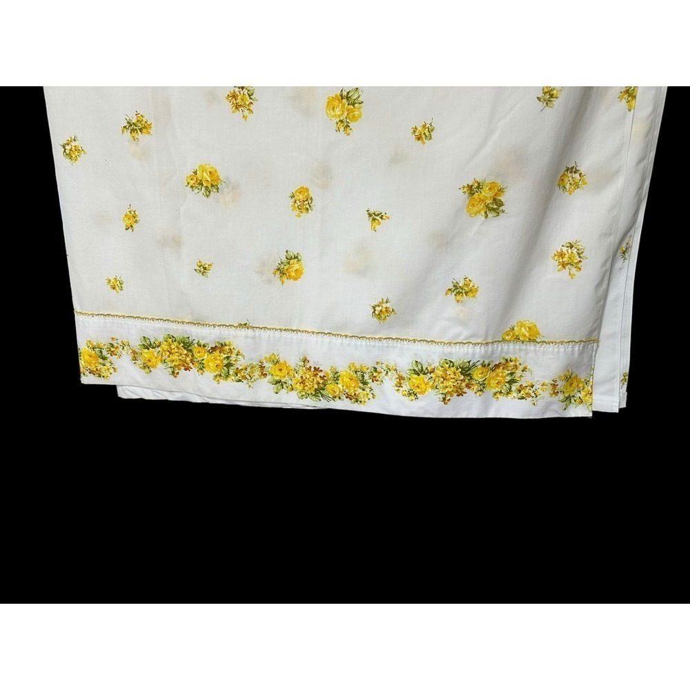 Vintage twin flat sheet yellow roses Montgomery Ward